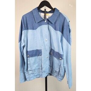NWT‎ Back To The Future Men Large Denim Look Jacket Blue Snap Front Y2K Retro